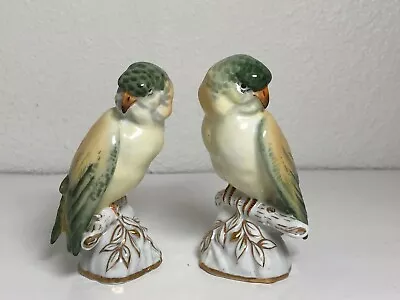 $89.99 • Buy Pair Vintage Vista Alegre Green Porcelain Parakeet Figures - VA Portugal