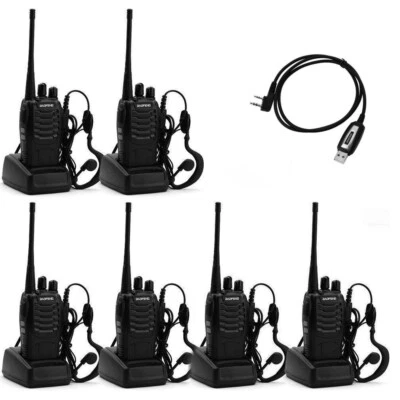 $108.99 • Buy 6X BF-888S 2-way Radio UHF 400-470MHz 16CH Talkie Walkie + Program Cable 