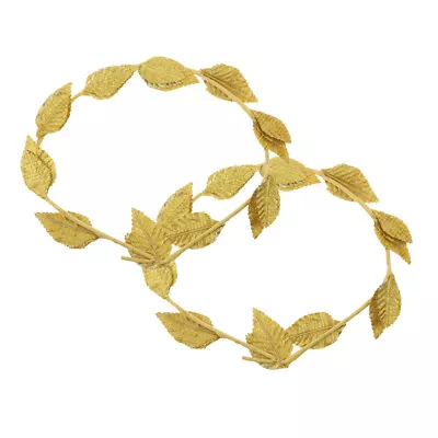 2pcs Gold Leaves Laurel Wreath Garden Headband Headpiece Tiara Dressing Up • £6.91