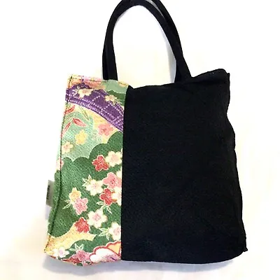 Kyoto Japanese Black Multicolour Oriental Floral Geisha Small Bag Handbag Purse • £19.95