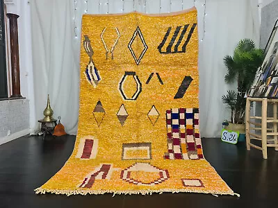 Bohemian Moroccan Boujaad Handmade Rug 5'2 X8'8  Berber Abstract Orange Carpet • $510