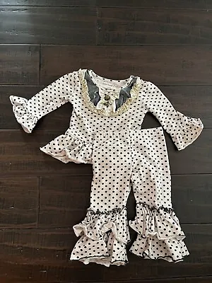 Mustard Pie Outfit 6 Months Pink With Brown Polka Dots With Buttons • $25