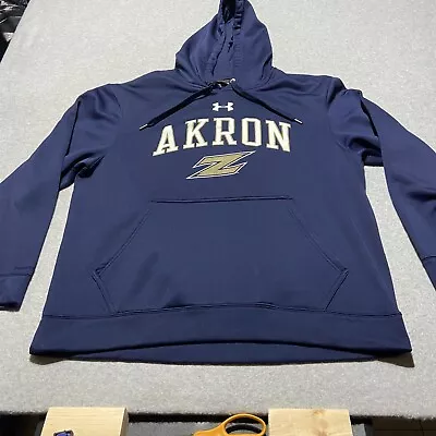 Under Armour Akron Zips Blue Hoodie Sweatshirt Mens Large Blue Cold Gear • $14.99