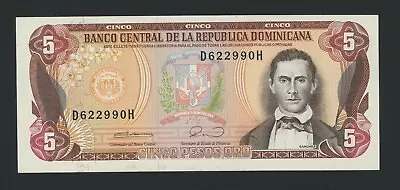 Dominican Republic  5  Pesos  1990  Pick #  131  Unc. • $15.50