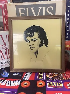 Vintage Elvis Presley Carnival Etched Picture W/frame  • $20