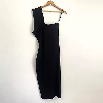 Marcella Caterina Dress Women Size Small Black Midi Stretch Bodycon New • $39.95