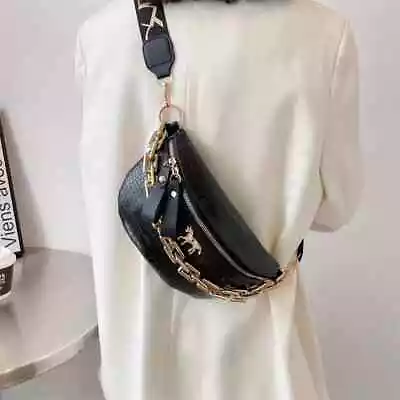 Fashion Crocodile Pattern PU Leather Chest Bag Chain Decor Shoulder Bag Waist  • $16.35