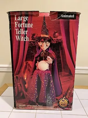 Vintage Large GEMMY FORTUNE TELLER WITCH Animated CRYSTAL BALL Halloween 1996 • $69.99