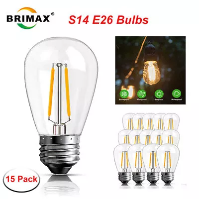 S14 E26 LED Bulbs Outdoor Edison Lights 2W 15Pack For String Light Replacement • $15.80