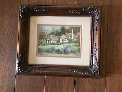 Vtg MARTY BELL Picture COTTAGE Ornate Wooden Framed Picture DoubleMatted Vintage • $68