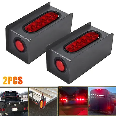 2pc Trailer/Truck Red 6  Oval Tail + 2  Marker LED Lights With Housing Steel Box • $31.99