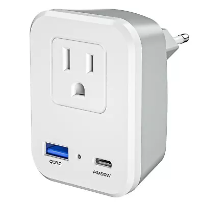 European Travel Plug Adapter Type C Converter Dual USB For US To EU Outlets • $11.69