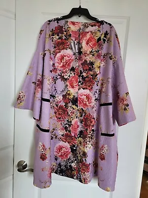 Marina Rinaldi NEW $1350 Floral Duster Lilac And Pink Coat MR 29/ US 20W • $159