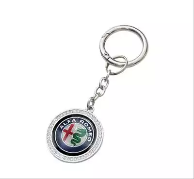 Metal Key Chain Keyring With Coloured Alfa Romeo Logo Style 3 Silver With Cub... • $16.49