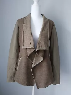 VINCE Wool Blend Jacket Womens Size Sm Lamb Leather Sleeves Trim Drape Front  • $95