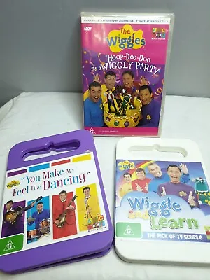 The Wiggles  DVD Lot Bundle X3 Hoop Dee Doo Wiggle & Learn & Feel Like Dancing • $25