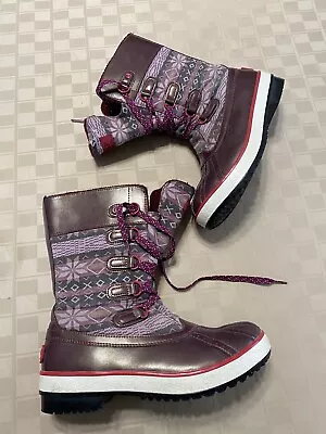 UGG AUSTRALIA Baroness 1001796 Burgundy Snowflake Winter Snow Boots Size 9 EU 40 • $60