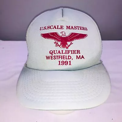 Vintage Truckers Snapback Hat Cap Moh's Gray US Scale Masters Qualifier 1991 • $47.92