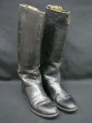 Vintage Early 20th Century Custom Black Leather Tall Riding Boots; C.1930s  (9M) • $225