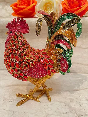 Unique Ruby Imperial Faberge Egg Fabergé Rooster Trinket Box Wedding Couple Gift • $745