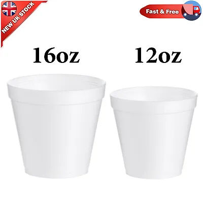 £6.99 • Buy Foam Disposable Cups Soup Noodle Container Bowl Wide Mug Polystyrene 12oz 16oz