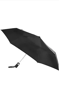 Totes Men's Automatic Compact UmbrellaWater Repellent Canopy BlackJ04 • $7.73