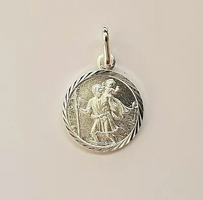 $21 • Buy Genuine Solid 925 Sterling Silver St Christopher Pendant 12 Mm Optional Chain