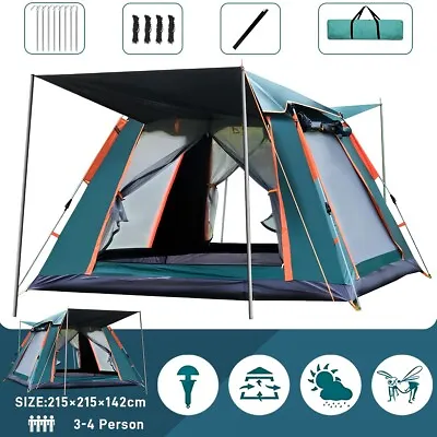 4 Man Full Automatic Instant Pop Up Camping Tent Family Outdoor Hiking Shelter • £39.99