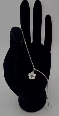 💎 Authentic Sterling Silver Magnolia Flower Lilac Gem With Necklace  • $15.99