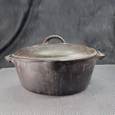 Vintage Cast Iron 3 Quart Dutch Oven W/lid Handle Open-Fire Cooking Camping  • $38.99