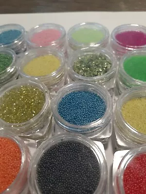 10 Jars Multicolor Tiny Caviar Mini Ball MICRO BEAD NAIL ART ACRYLIC DECORATION • $10