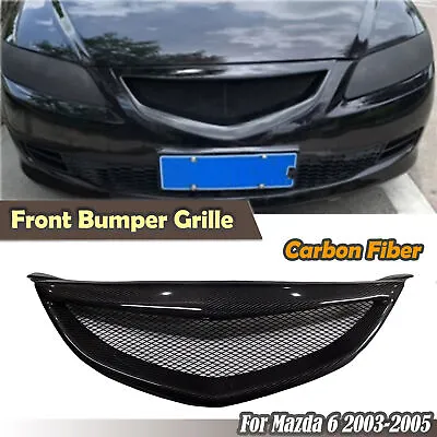 Carbon Fiber Front Hood Bumper Grille Mesh Grill Cover Kit For Mazda 6 2003-2005 • $97.82
