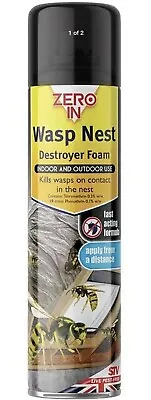 Zero In Wasp Nest Killer Foam Indoor And Outdoor Treatment For Wasps Nests 300ml • £9.98