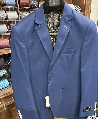 Super Cool Blue Blazer Sport Jacket- Contrast Buttons Buttonhole Patch Pockets • $124