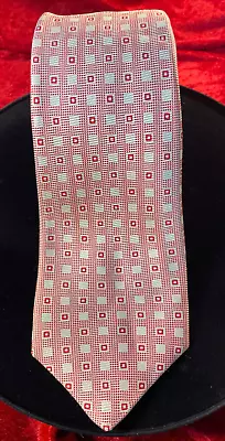 Kiton Napoli Tie Red White Seven Fold Plush Silk Tie 60 X 3.5 In • $45