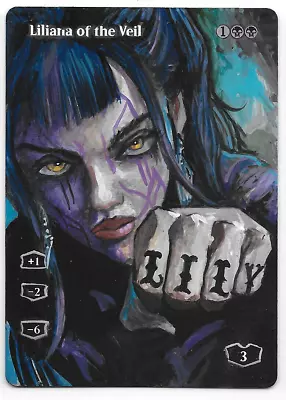 Liliana Of The Veil  ALTERED ART MTG Rare Magic Hand Painted Commander • $22.50