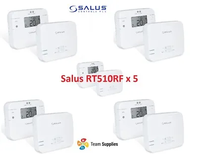 5 X Salus RT510RF Wireless Programmable Room Thermostat RF Stat Replaces RT500RF • £269.95