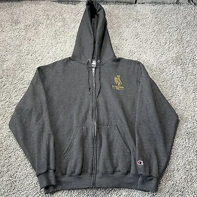 Wyoming Cowboys Champion Mens Medium Full Zip Hoodie Sweatshirt Grey Yellow Y2k • $19.95