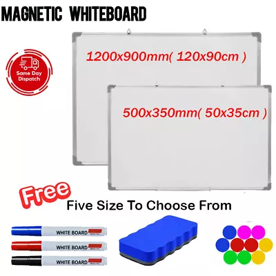 Magnetic Whiteboard Small Large White Board Dry Wipe Notice Home Office School • £78.99