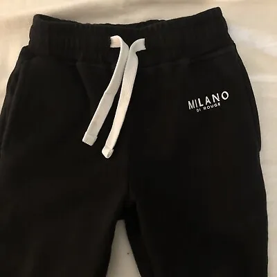 Milano Di Rouge Toddler Sz 4T Black Jogger Sweatpants W/2 Pockets & White Logo • $20