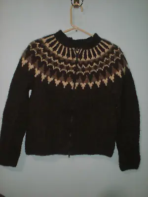 Handmade Lopapeysa 100% Icelandic Lopi Wool Sweater Women’s Small Zip Up NEW • $69.99