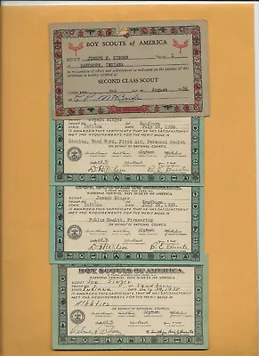 LOT / GROUP Of 4 -   SANDBORN IND COUNCIL ?? - MERIT BADGE CARDS Boy Scout BSA  • $8.90