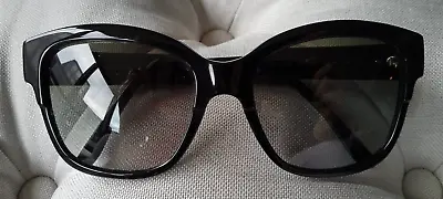 Black Stella McCartney Sunglasses Cat Eye Frames Sunnies Silver Bar Flattering • $89