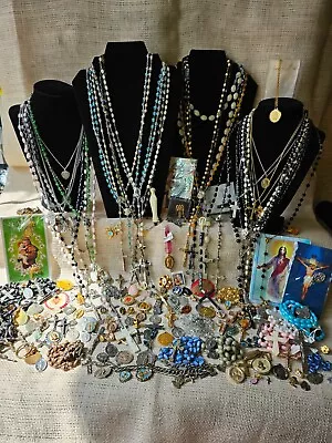 Huge Vintage Religious Jewelry Rosary Charm And More Lot • $26.01