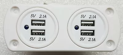 24v Dual Usb 4.2a Charger X 2 Power Outlet Socket 12v White Flush Mount 4x4 Car  • $27.95