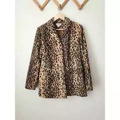 Vtg Newport News Jeanology Cheetah Print Womens Coat Sz 10 Longer Length Dressy • $28.98