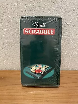 NEW Pocket Travel Scrabble Magnetic Tiles Hard Case (Mattel 2001) Green SEALED • $35