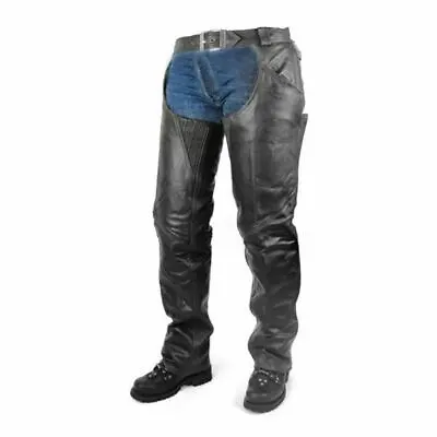 Motorcycle Leather Chaps Zip-Out Insulated Style Biker Pants Biker Apparel • $76