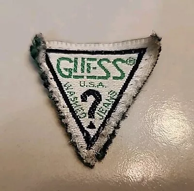 Vintage Guess Jeans Triangle Patch MEN'S GREEN LOGO • $11.99