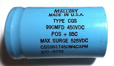 Mallory 450V 990uF High Quality Capacitor CGS991T450W4C3PH 677-8749 Type CGS • $28.28